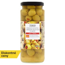 Zelené olivy plnené paprikovou pastou v slanom náleve 340 g