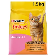 Friskies Junior granule pre mačiatka kura a morka, mlieko, zelenina 1,5 kg