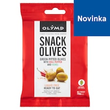 Olymp Zelené olivy vykôstkované s čili papričkou a bylinkami 70 g