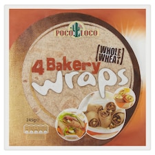 Poco Loco 4 Bakery Wraps Tortily z celozrnnej pšeničnej múky 245 g