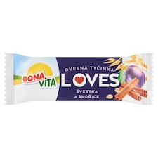 Bona Vita Loves nepečená ovsená tyčinka so sušenými slivkami a škoricou 40 g