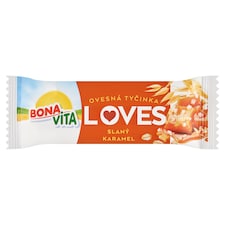 Bona Vita Loves nepečená ovsená tyčinka so slaným karamelom a kúskami karamelu 40 g