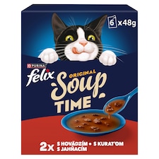 Felix Soup polievky pre mačky hovädzie, kura, jahňacie 6 x 48 g