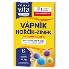 Maxi Vita Vaše Zdraví Calcium, magnézium, zinok + vitamíny D3 a K1 30 tabliet 28,5 g