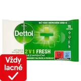 Dettol 2 v 1 Fresh dezinfekčné obrúsky na ruky a povrchy 15 ks
