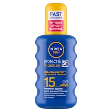 Nivea Sun Protect & Moisture Hydratačný sprej na opaľovanie OF 15 200 ml