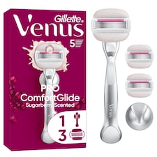 Gillette Venus Pro ComfortGlide Holiaci Strojček s Vôňou Sugarberry, 3 Náhradné Holiace Hlavice