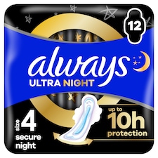 Always Ultra Secure Night hygienické vložky (veľkosť 4) vložky s krídelkami 12 ks]