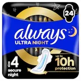 Always Ultra Secure Night hygienické vložky (veľkosť 4) vložky s krídelkami 24 ks]