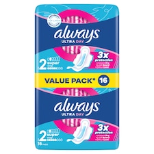 Always Ultra Day Super hygienické vložky (veľkosť 2) vložky s krídelkami 16 ks]