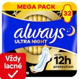 Always Ultra Hygienické Vložky Secure Night Extra (veľkosť 5) S Krídelkami 32Ks