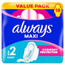 Always Maxi Super Hygienické Vložky (veľkosť 2) S Krídelkami 18 Vložky