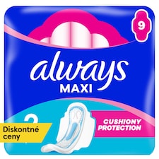 Always Maxi Super Hygienické Vložky (veľkosť 2) S Krídelkami 9 Vložky