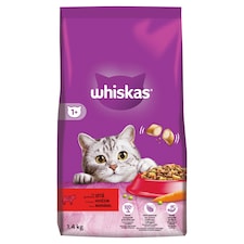 Whiskas 1+ s výborným hovädzím 1,4 kg