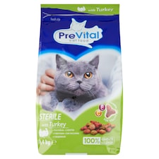 PreVital Kompletné krmivo pre dospelé sterilizované mačky s morčacinou 1,4 kg