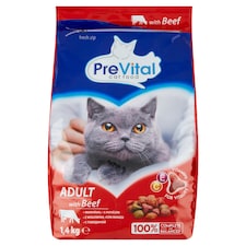 PreVital Kompletné krmivo pre dospelé mačky s hovädzinou 1,4 kg