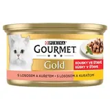 Gourmet Gold konzerva pre mačky losos, kura 85 g