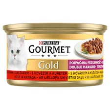 GOURMET Gold Double Pleasure s hovädzím a kuraťom 85 g