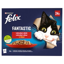 Felix Fantastic kapsičky pre mačky kura, hovädzie, králik, jahňacie v želé 24 x 85 g