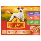 Propesko Kompletné krmivo pre psov s kuracinou, s hovädzinou, s morčacinou, s jahňacinou 12 x 100 g