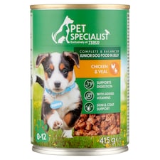 Pet Specialist Kompletné krmivo pre šteňatá kúsky s teľacinou a kuracinou v želé 415 g
