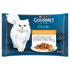 Gourmet Perle kapsičky pre mačky morka, tuniak, kačica, jahňacie v šťave 4 x 85 g