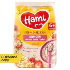 Hami mliečna kaša ovseno-žitná s banánom, jahodami a malinami 210 g