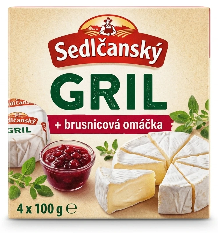 Sedlčanský Hermelín na gril + brusnicová omáčka