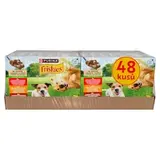 Friskies Adult kapsičky pre psov hovädzie, kura, jahňacie v šťave 48 x 85 g