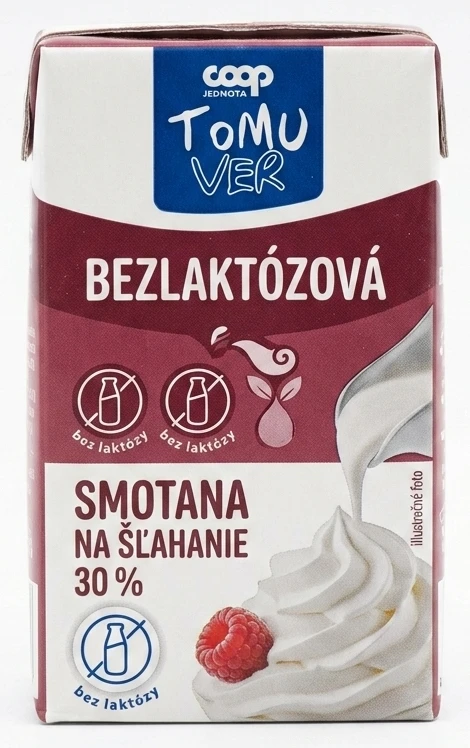 TOMU VER Bezlaktózová smotana na šľahanie 30%