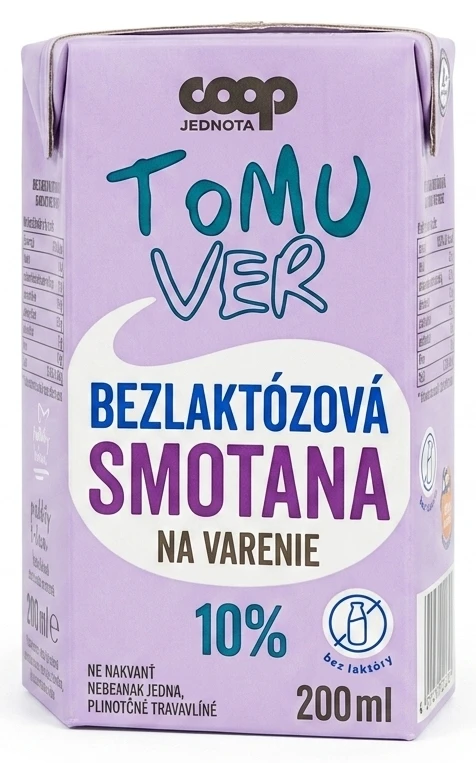 TOMU VER Bezlaktózová smotana na varenie 10%