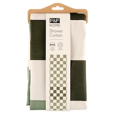 F&F Home Green Checkered sprchový záves 180 x 180 cm
