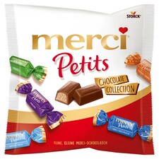 merci Petits Chocolate Collection kolekcia plnených a neplnených čokoládových bonbónov 125 g