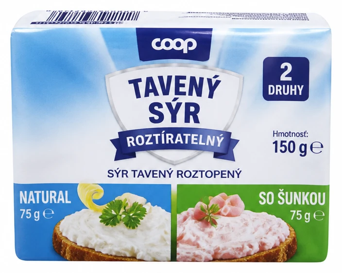 Tavený syr roztierateľný 2 druhy