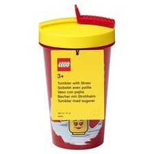 Lego Iconic Girl Transparent Red hrnček se slamkou 500 ml