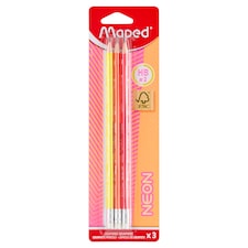 Maped Neon HB grafitové ceruzky s gumou 3 ks