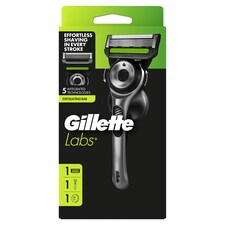 GilletteLabs Holiaci Strojček S Exfoliačným Prúžkom, 1 Rukoväť, 1 Holiaca Hlavica, 1 Nástenný Držiak