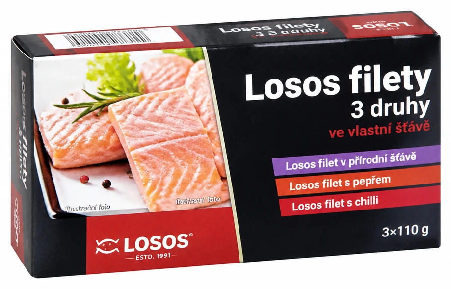 Losos filety 3 druhy
