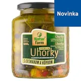 Natur Farm Prémium uhorky v sladkokyslom korenenom náleve s cesnakom a kôprom 640 g