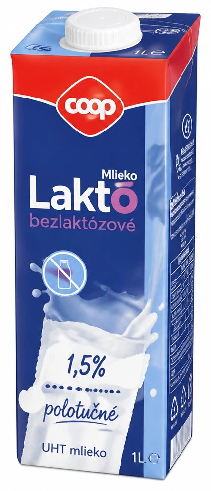 Mlieko bezlaktózové polotučné 1,5%