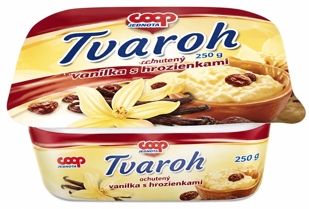 Tvaroh ochutený vanilka s hrozienkami