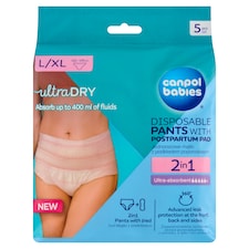 Canpol babies 2v1 priedušné ultraabsorpčné jednorazové popôrodné nohavičky s vložkou L/XL 5 ks