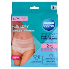 Canpol babies 2v1 priedušné ultra absorpčné jednorazové popôrodné nohavičky s vložkou S/M 5 ks