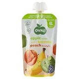 OVKO Dojčenská výživa jablko banán broskyňa bez pridaného cukru 120 g