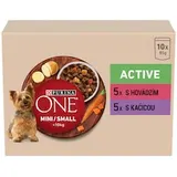 Purina ONE Mini Dog Active kapsičky pre psov hovädzie, kačka v šťave 10 x 85 g