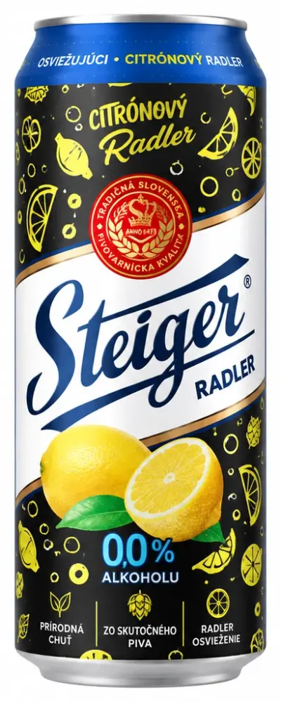 Steiger nealkoholický radler 0,0 % rôzne druhy plechovka